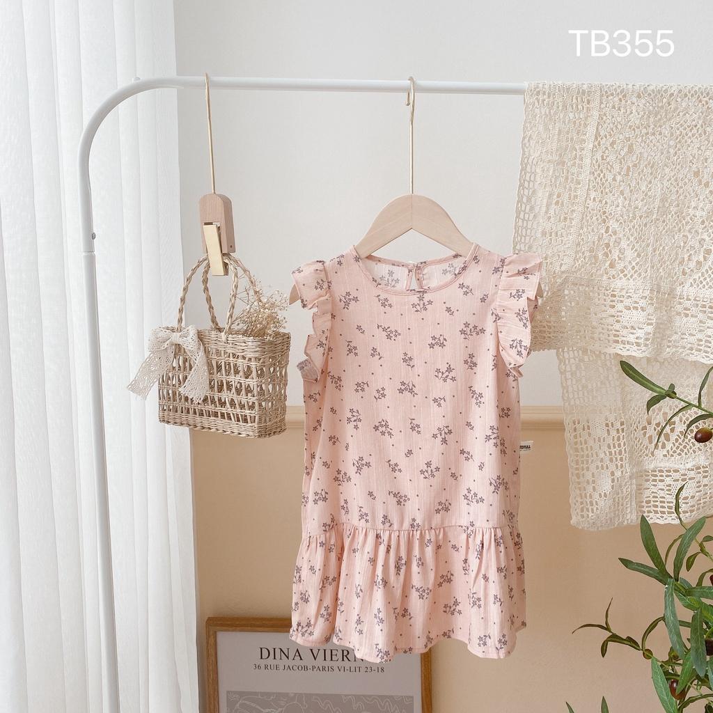 Váy đuôi cá hoa nhí, váy cánh tiên cho bé gái chất đũi thô mềm mát size 80 - 130