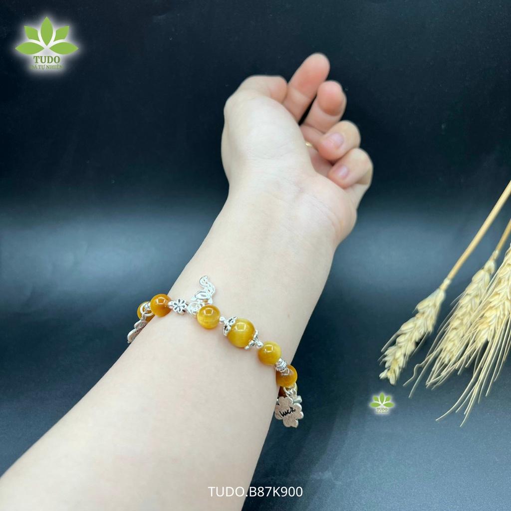 Vòng Tay Nữ Đẹp - Vòng Phong Thủy Mệnh Thổ, Kim TUDO VCBMHVT AG925 B87K900 Charm Dreamcatcher, Cỏ 4 Lá May Mắn