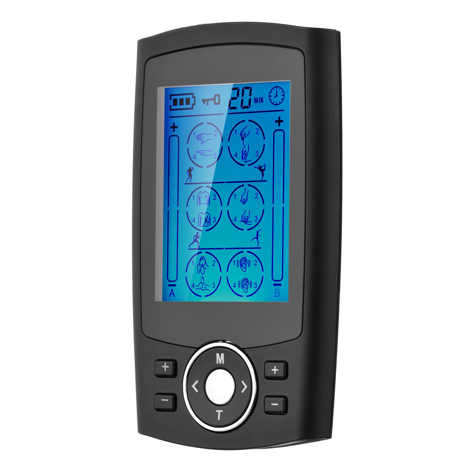 24 Mode Home USB Digital Meridian Massager TENS Dual Channel Pulse Massager 12 Patch with Palm Stick Elliptical Stick