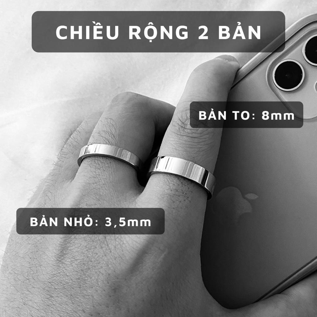 Nhẫn Tròn Unisex Thời Trang Nam Nữ Titan - Nhẫn Trơn Plain Ring Màu Bạc Không Gỉ - Plain Ring - Maxshopdoc