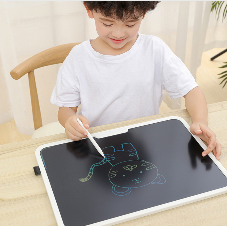 Bảng vẽ tự xóa điện tử PS Board, bảng viết vẽ thông minh cỡ lớn 19 inch màn hình LCD đa sắc đồ họa đẹp kèm pin và 2 bút cảm ứng