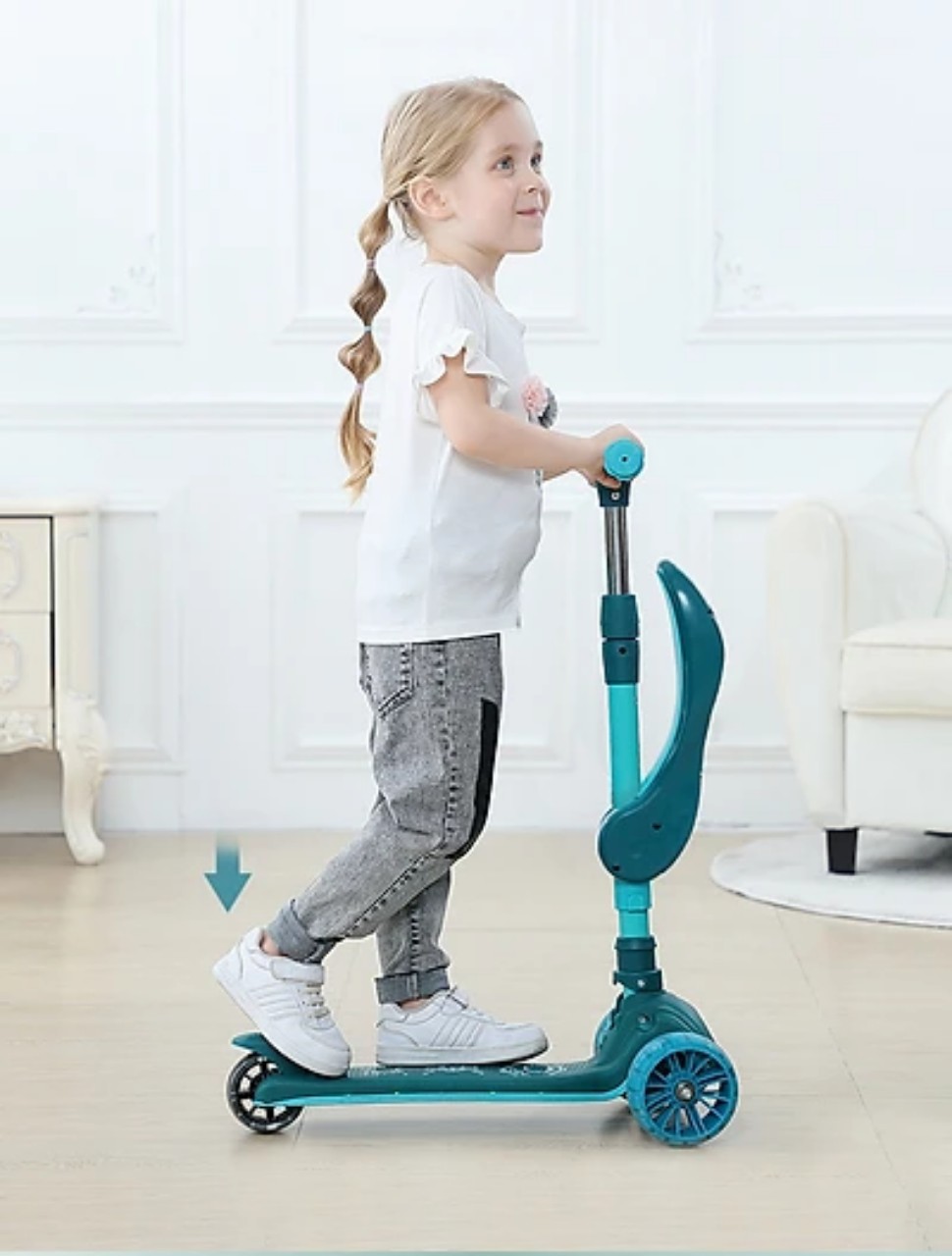 Xe Trượt Scooter MINIIN Xe Chòi Chân Có Nhạc Và Đèn 3in1.Bánh Phát Sáng Cho Bé Từ 2 - 8 Tuổi Tải Trọng Lên Đến 80 kg, Đồ Chơi Hoạt Động Ngoài Trời Cho Bé- Hàng Chính Hãng