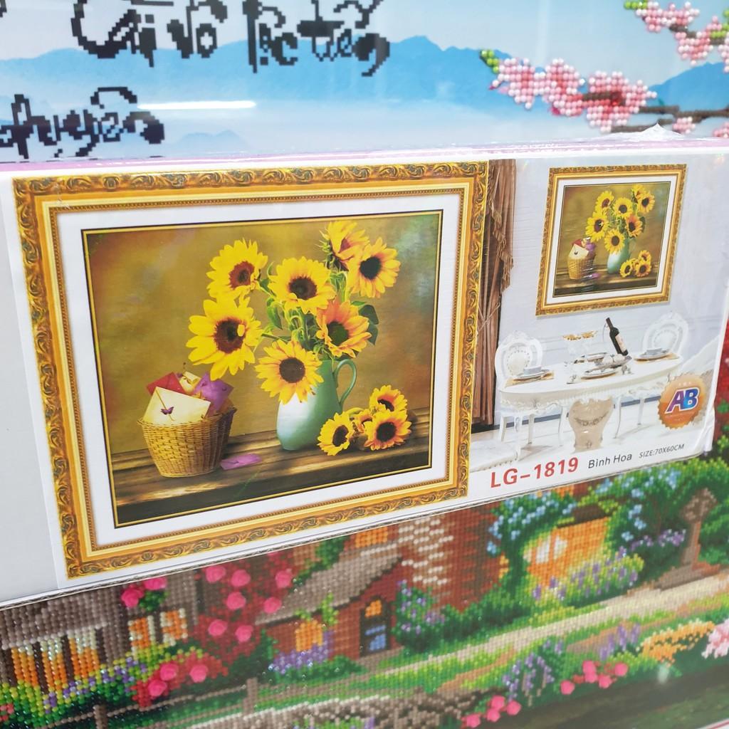 Tranh Đính Đá HOA HƯỚNG DƯƠNG . Kích Thước: 70cm x 60cm