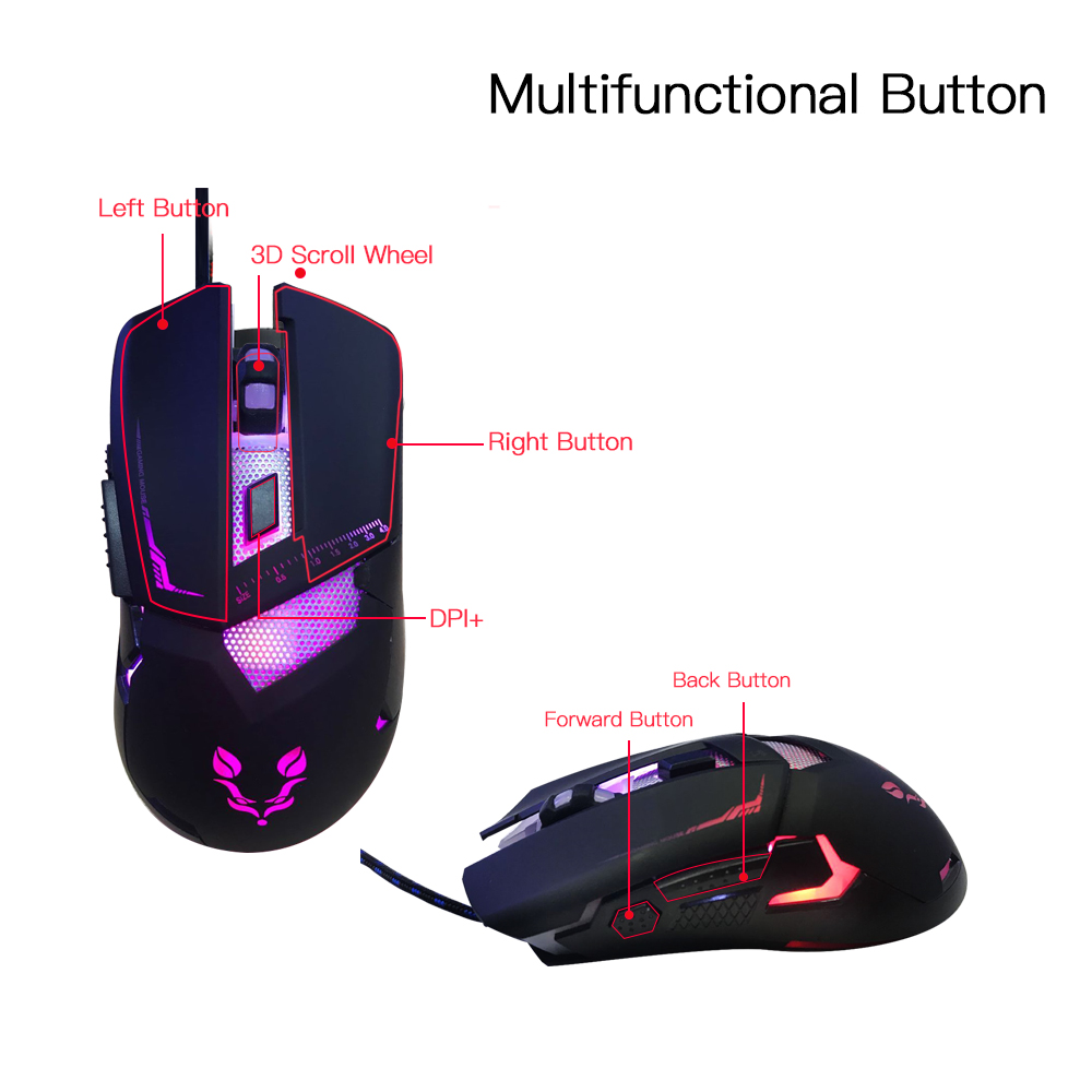 Chuột Chơi Game Có Dây RGb USB Với Tiếng Ồn Thấp, Màu Đen Và Vàng