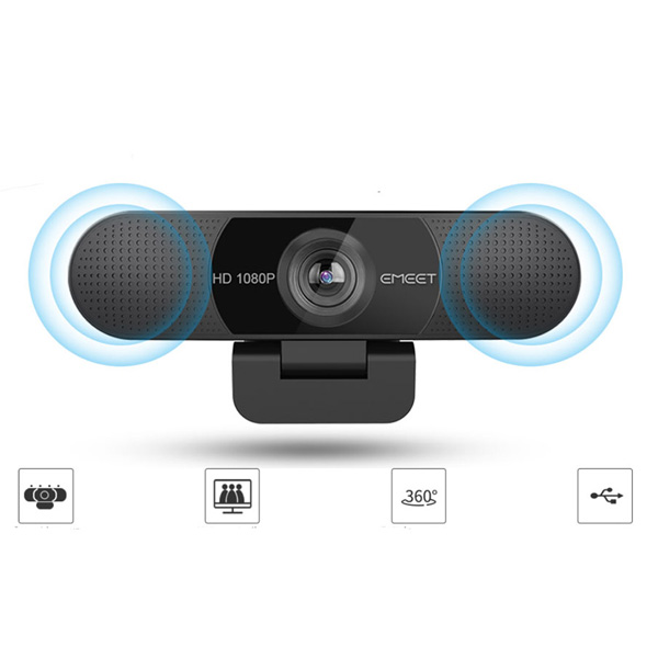 Bộ họp trực tuyến Micro kèm loa eMeet OfficeCore M2 kết hợp Webcam eMeet C960 full HD 1080p - Hàng chính hãng