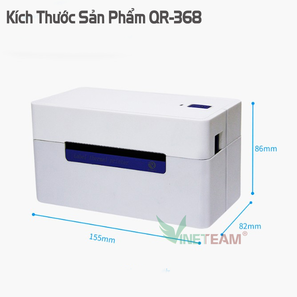 VINETTEAM Máy In  Mã Vạch Đơn Hàng Hóa Đơn Trên Các Sàn TMĐT QR-368 Máy In Nhiệt Không Cần Mực Mini Code Barcode -Hàng Chính Hãng