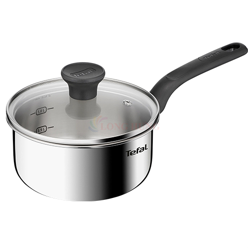 Nồi cán dài/quánh Inox liền khối có nắp Tefal Starter 16cm E3252295/18cm E3252395 - Hàng chính hãng