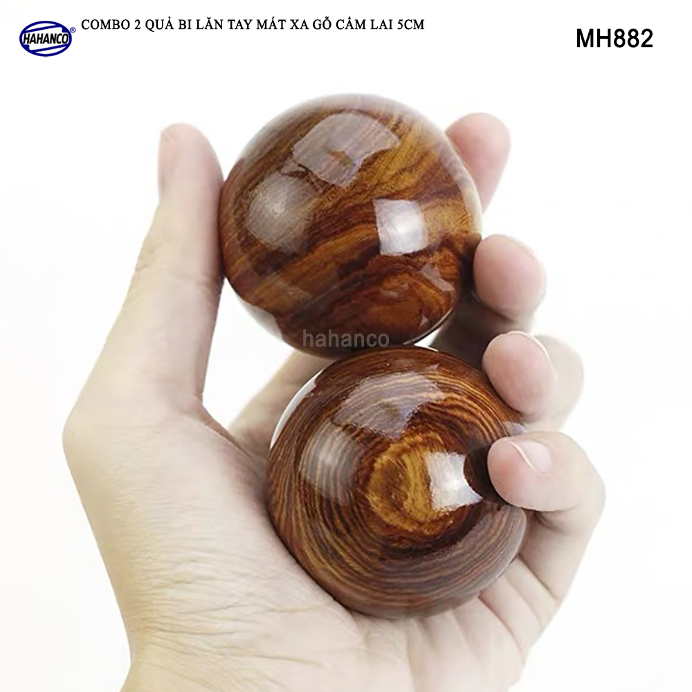 COMBO 2 quả bi lăn tay Gỗ Cẩm Lai 5cm (MH882) Mát xa giúp dẻo tay, thư giãn, chống mỏi toàn diện – Chăm sóc sức khỏe