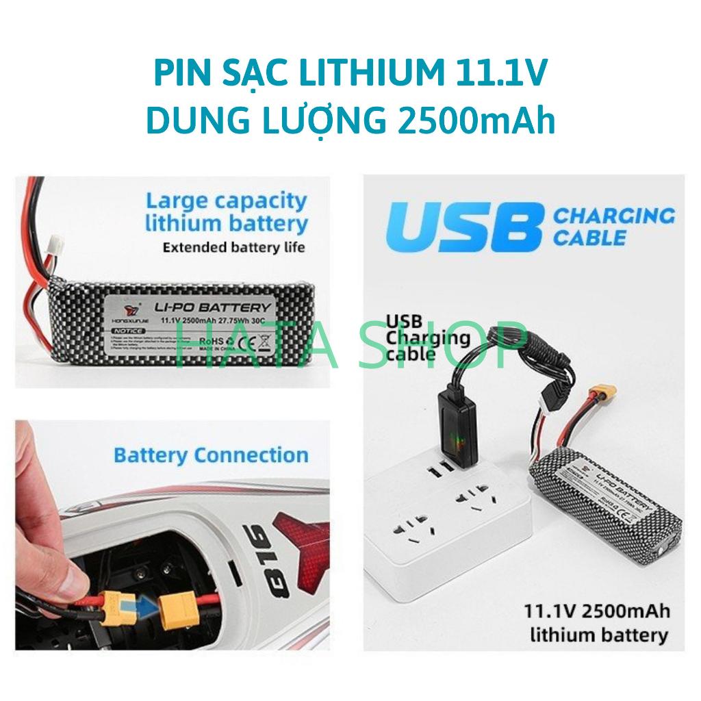 Tàu Cano Điều Khiển Từ Xa HJ816 Tốc Độ 55km/h Động Cơ Không Chổi Than Pin 2500mAh