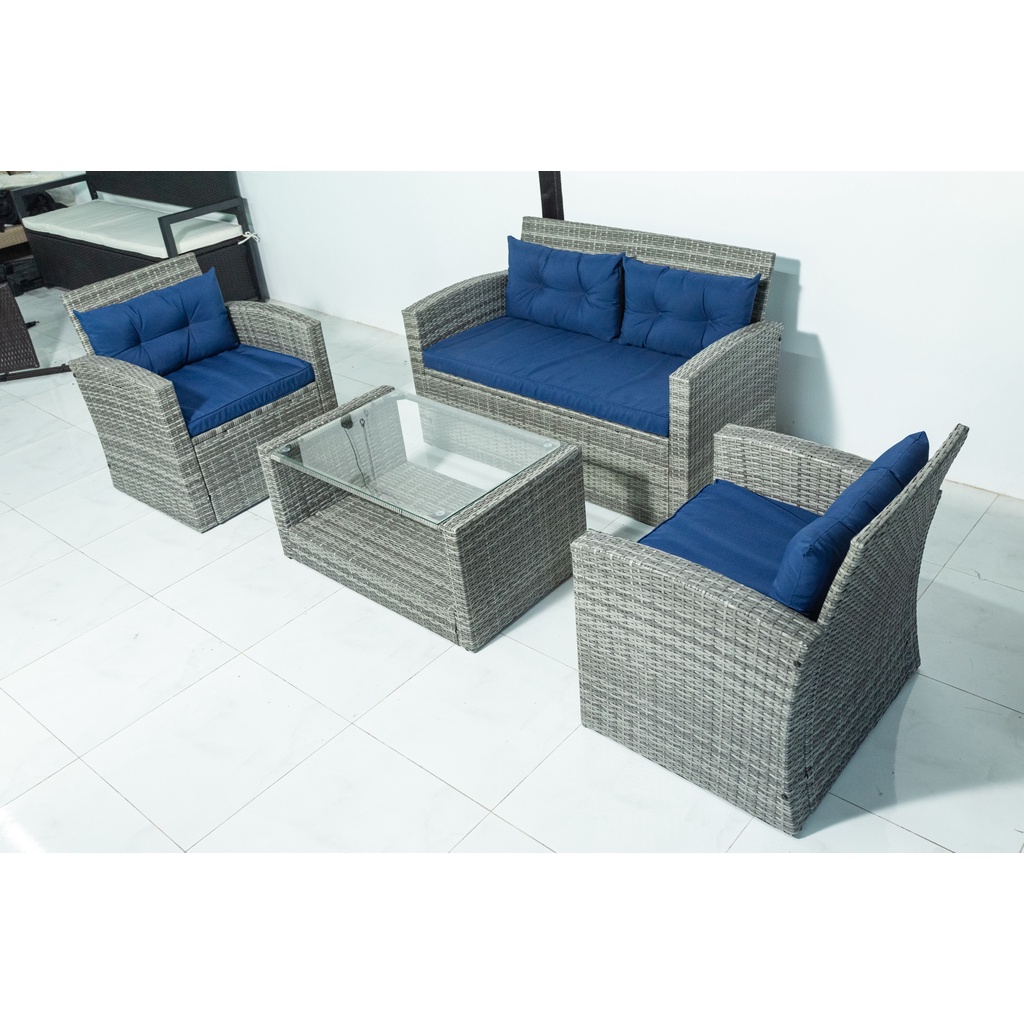 WEGO Bộ bàn ghế sofa mây nhựa / Sofa sân vườn ngoài trời / Outdoor Furniture Rattan Chair Sofa Set Balcony Table Garden Sofa 3 seater