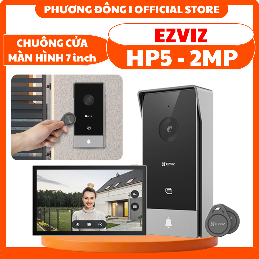 CAMERA CHUÔNG CỬA TÍCH HỢP MÀN HÌNH 7 INCH EZVIZ HP5 2MP - KẾT NỐI WIFI, ĐÀM THOẠI, HỖ TRỢ MỞ KHÓA THẺ TỪ, MÃ PIN