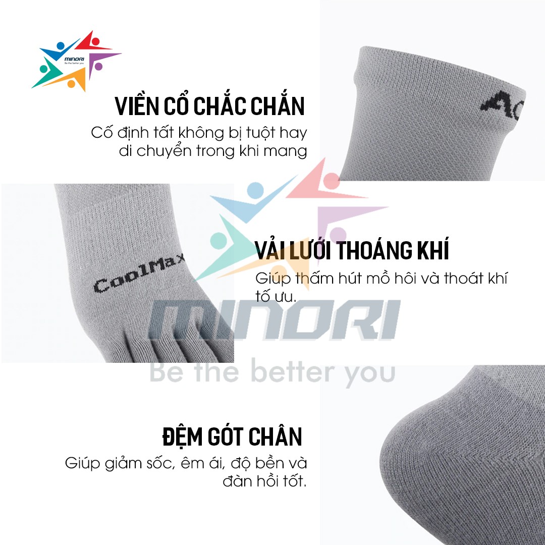 Tất Xỏ 5 Ngón Thể Thao Cổ Ngắn Aonijie E4109