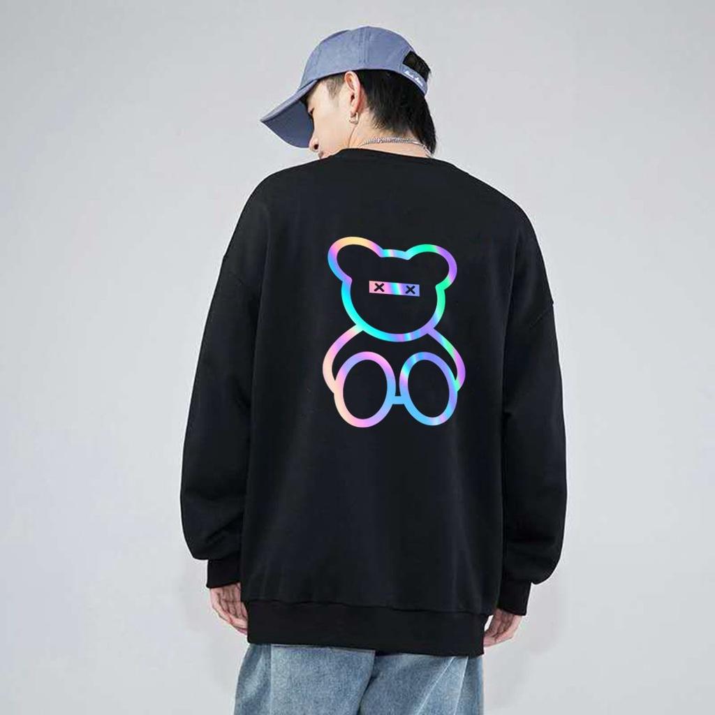 Áo Sweater Gấu XX Phản Quang, Aó Nỉ Dài Tay Nam Nữ Cá Tính