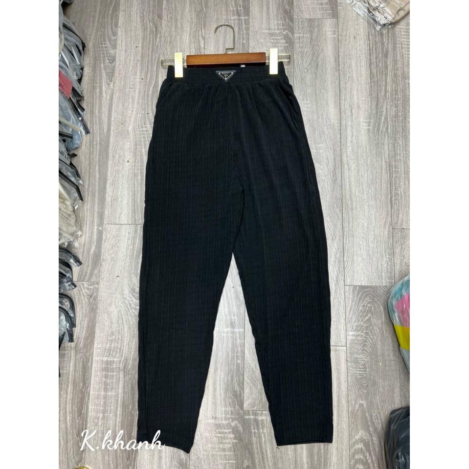Quần Baggy nữ chất nhăn lạnh, quần bom nữ xếp ly cạp chun vải nhăn, siêu nhẹ siêu mát, dáng Quảng Châu găn tag mẫu mới