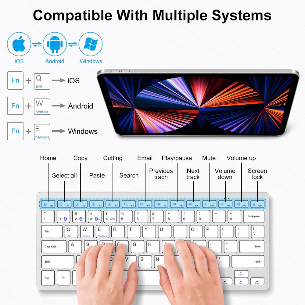 Bluetooth 5.0 & 2.4G Không Dây Combo Bàn Phím Và Chuột Mini Bàn Phím Đa Phương Tiện Chuột Cho Laptop Tivi iPad macbook Android