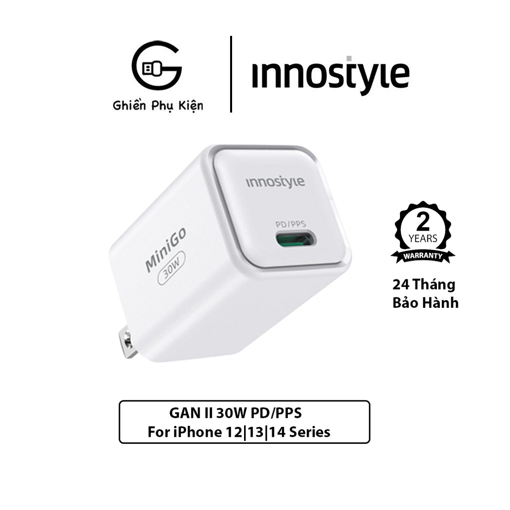 Sạc Innostyle GAN II 30W PD/PPS Dành Cho iPhone 14 I 13 I 12 Series - Hàng Chính Hãng