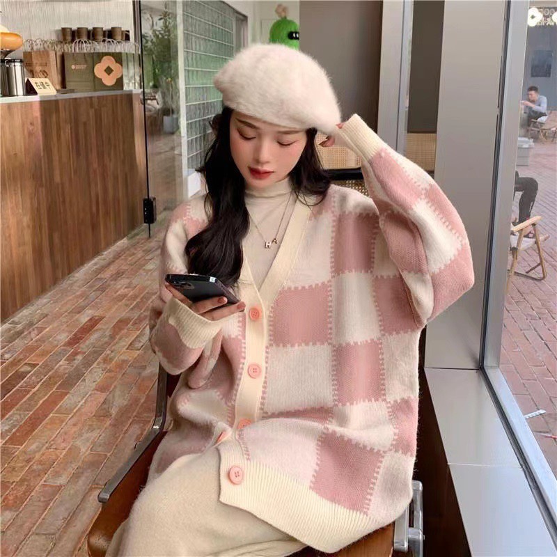 ÁO KHOÁC LEN CARO CHECKERBOARD UNISEX NAM NỮ FORM RỘNG BIG SIZE CARDIGAN ÁO LẠNH DẠO PHỐ GIÁNG SINH NOEL ÁO ĐÔI ÁO CẶP