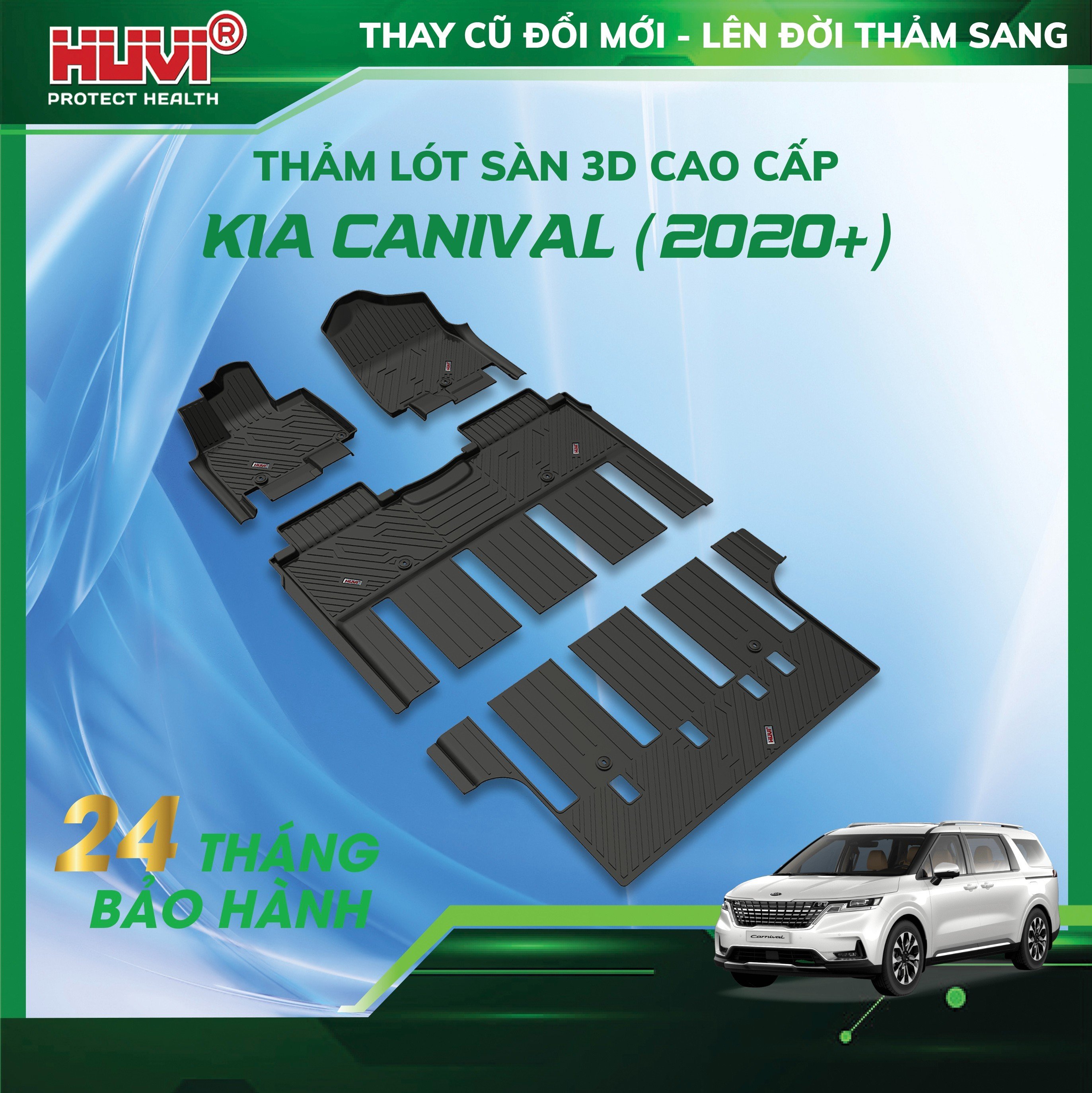 Thảm lót sàn ô tô 3D Kia Carnival 2020 - 2023 Nhựa TPE nguyên sinh cao cấp