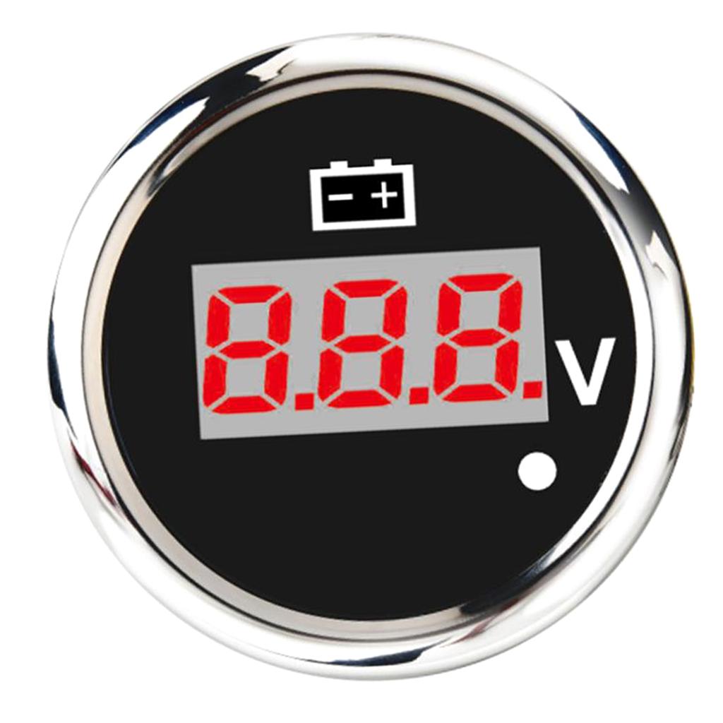2'' 52mm Waterproof Voltage Meter Red LED for DC 12V-24V Car Motorcycle Auto