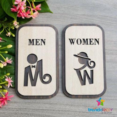 Bảng Gỗ Decor Bảng Treo Cửa Nhà Vệ Sinh Toilet Wc
