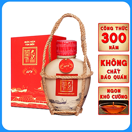1 Bình gốm Nước mắm Tôm Biển Truyền Thống 60N đạm - Nước mắm Tĩn - 500ml Thơm Ngon Hảo Hạng Không Chất Bảo Quản