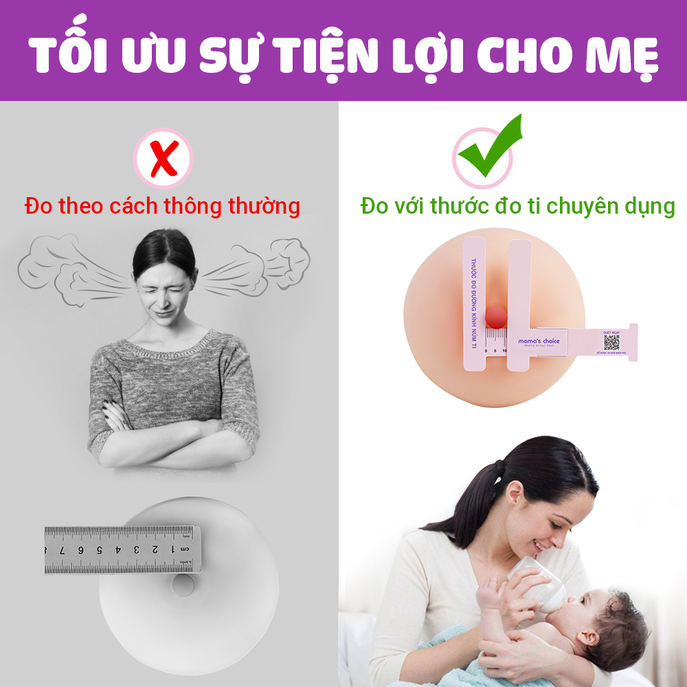 Thước Đo Ti Mama’s Choice, Xác Định Đường Kính Núm Ti Mẹ, Giúp Mẹ Chọn Được Size Phễu Phù Hợp Khi Hút Sữa