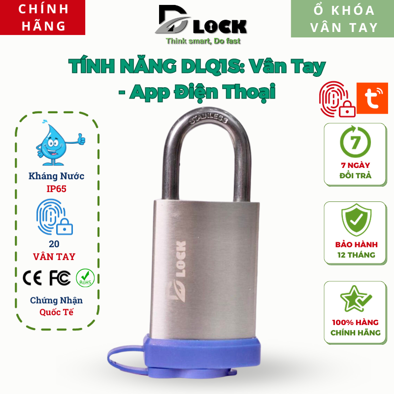 Ổ Khóa Vân Tay Điện Tử Thông Minh DLOCK DLQ1S Với 2 Chức Năng Chống Cắt Kháng Nước Cao Cho Cửa Cổng Cao Cấp, Ổ KHÓA VÂN TAY CHÍNH HÃNG