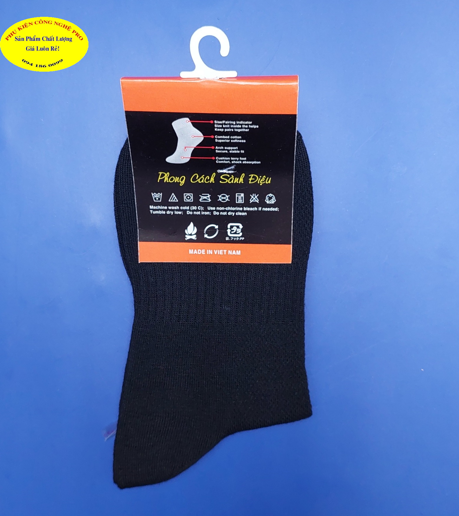 TẤT VỚ NAM Loại cổ cao Dài 33cm In chữ SPODAS trên cổ vớ Thương hiệu HÀNG VIỆT SOCKS Chất liệu thun cotton, êm, co giãn
