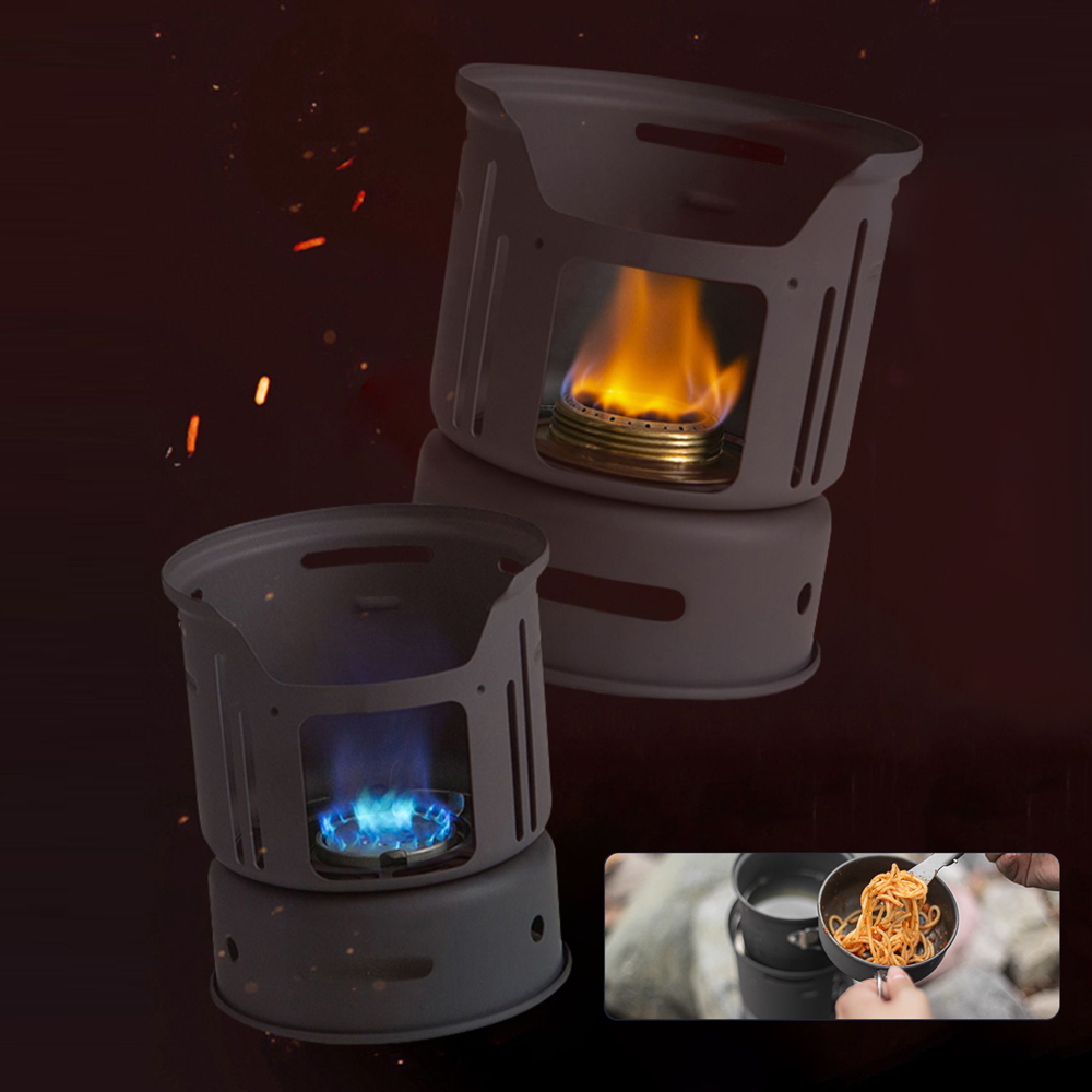 ALOCS C01 Hợp Kim Nhôm Cắm Trại Cồn Bếp Bộ Than Gỗ Đầu Đốt Ngoài Trời Lò Bát Nồi Bộ Phụ Kiện