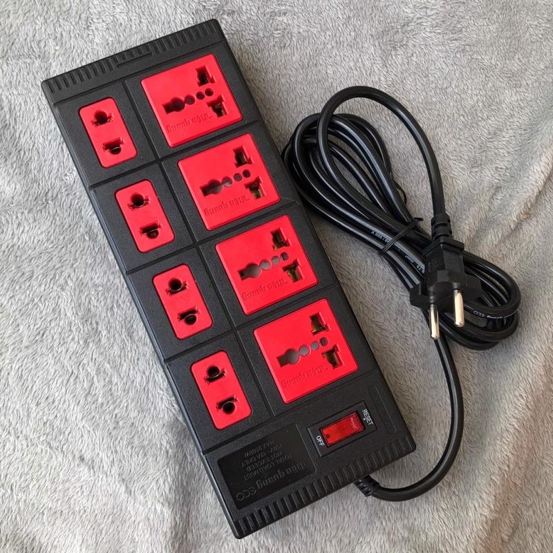 Ổ Cắm , 8 lỗ, có công tắc ~2500W mã ĐQ ESK 8ECO màu đỏ đen,