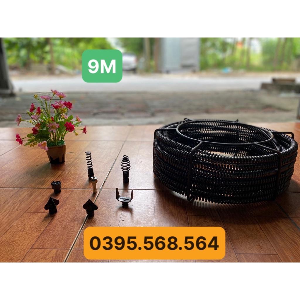 Dây thông cống 9 M + 6 đầu thông + kết nối máy khoan