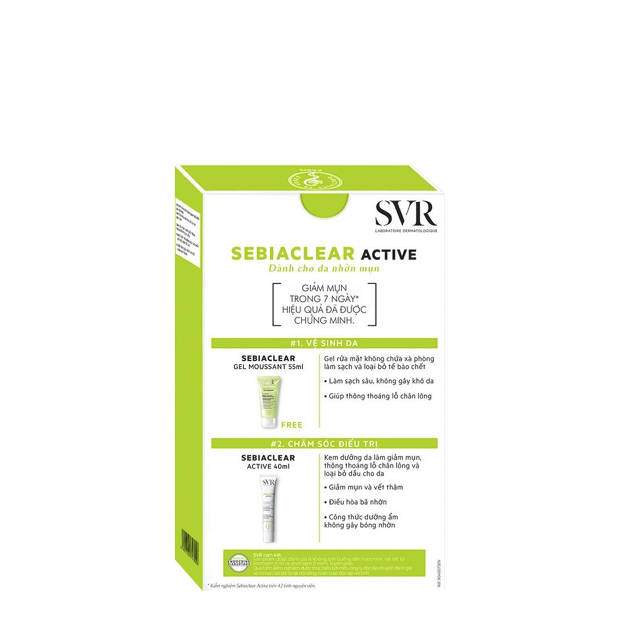 Combo Kem Làm Giảm Mụn Và Loại Bỏ Dầu Cho Da SVR Sebiaclear Active Tuýp 40ml + Sữa Rửa Mặt Tẩy Tế Bào Chết SVR Sebiaclear Gel Moussant Tuýp 50ml