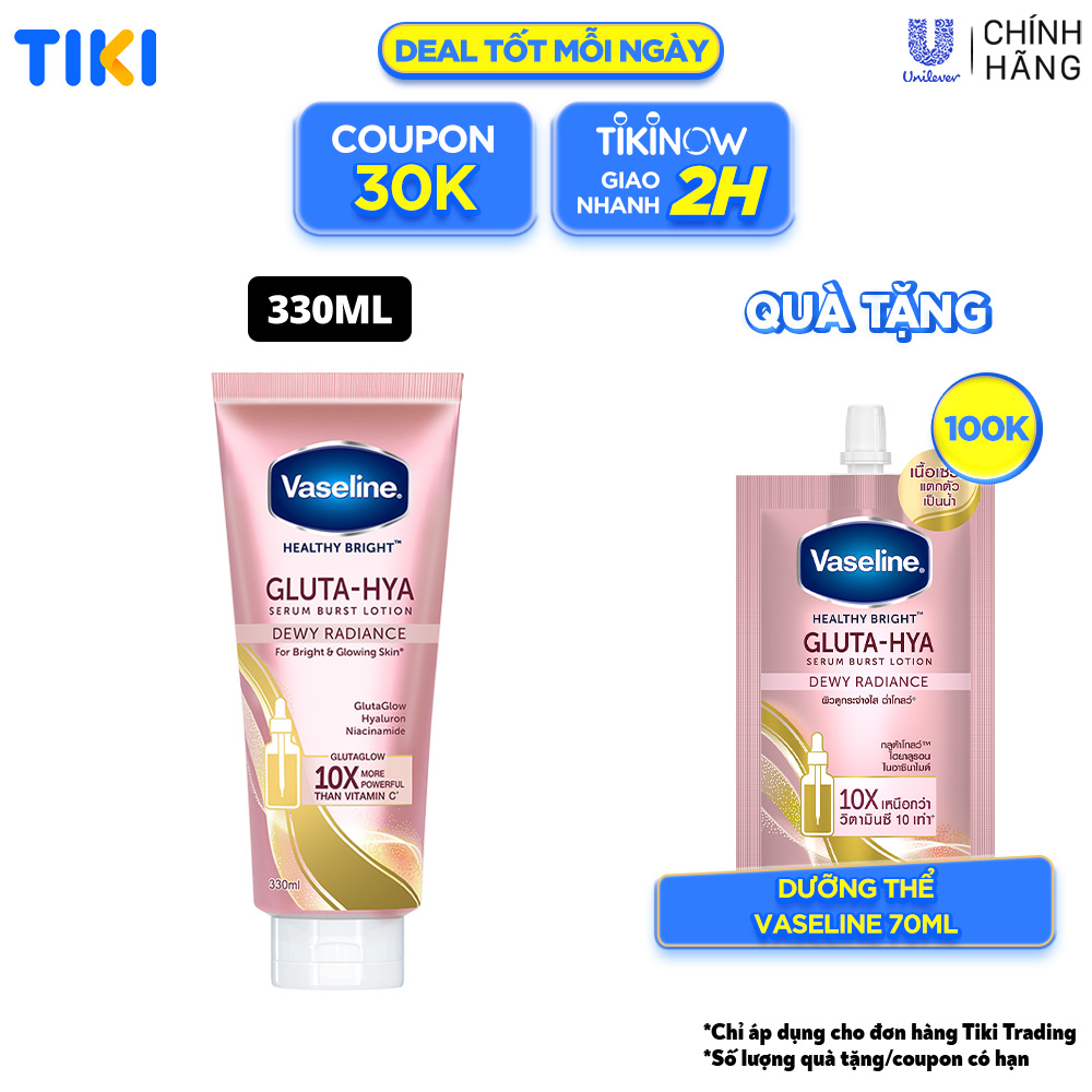 Sữa dưỡng thể Vaseline Gluta-Hya Dưỡng Da Sáng Mịn Sau 7 Ngày Dưỡng sáng chuyên sâu 330 ML