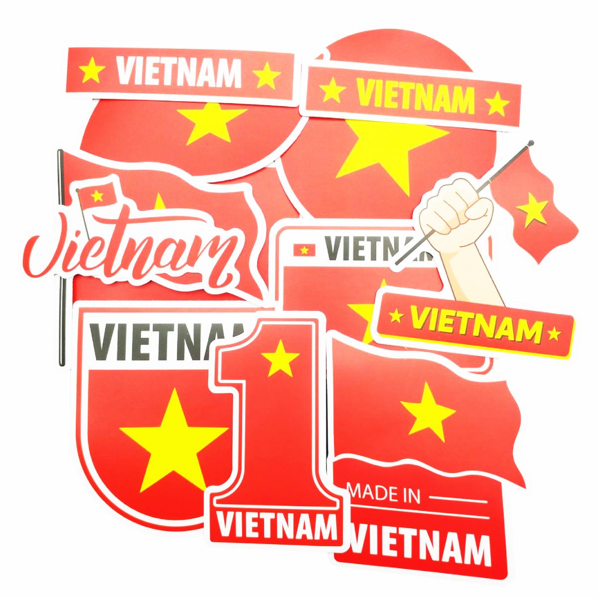 Bộ 12 Sticker Hình Lá Cờ Việt Nam - Stickerfactory