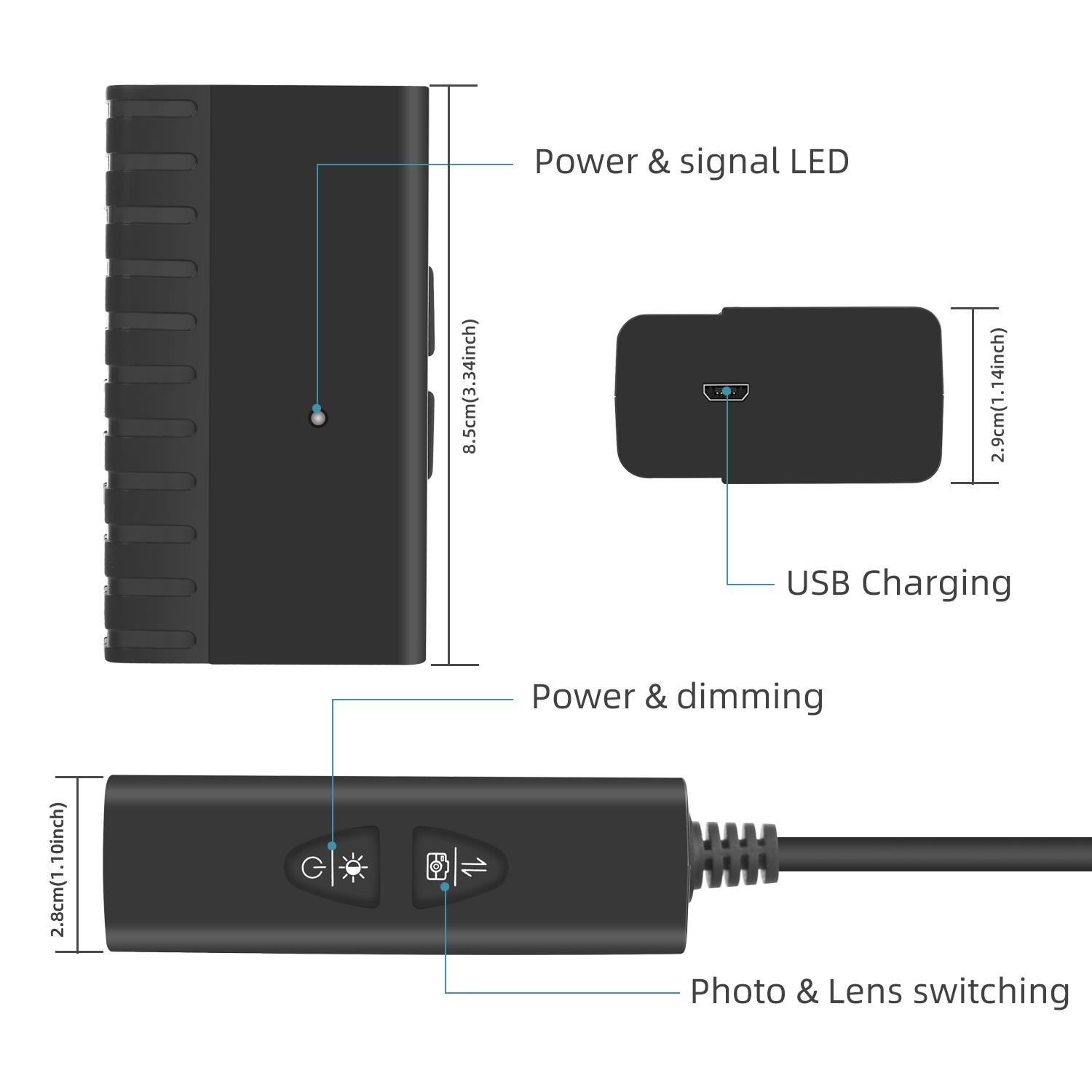 Dearsee Camera Nội Soi Kép 8Mm HD 1080P WiFi Công Nghiệp Máy Nội Soi 6 LED Rắn Camera Nội Soi Cho Android/IOS/Điện Thoại