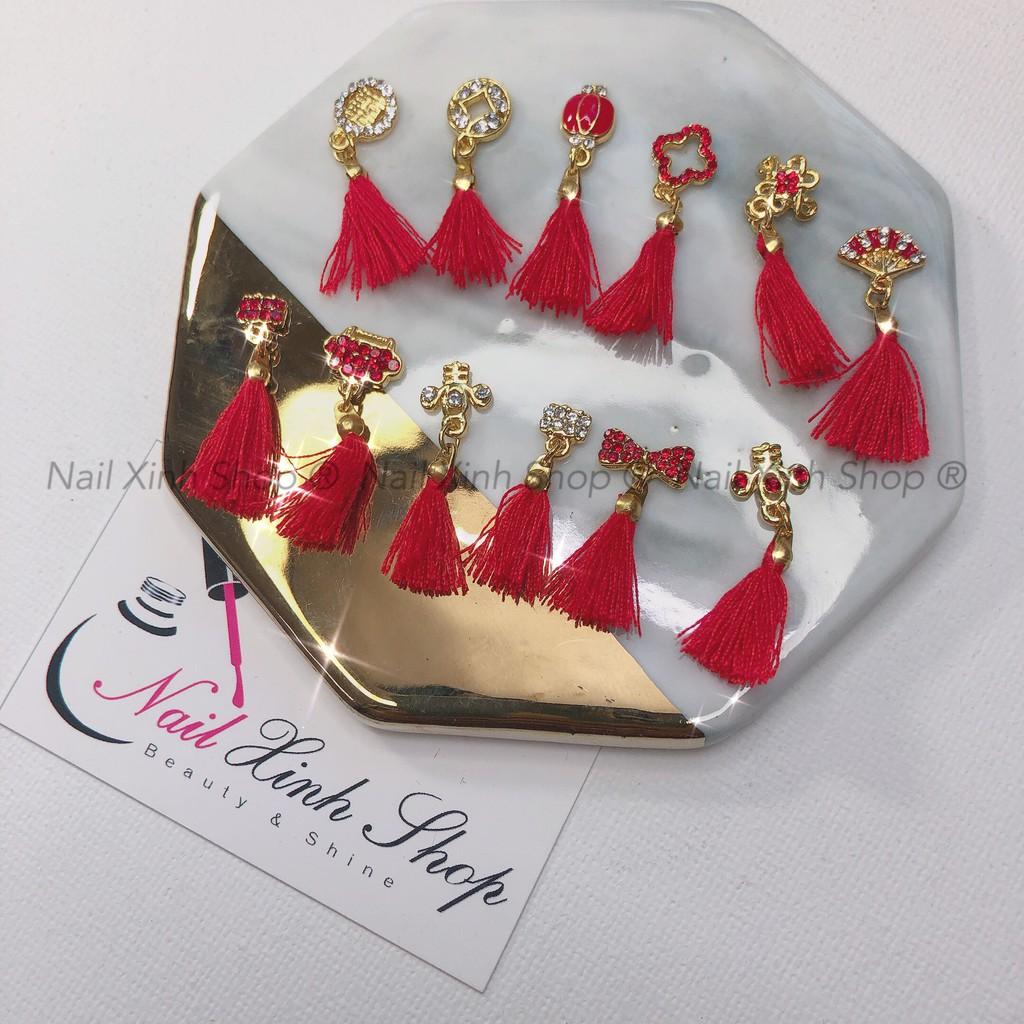 Khay charm 12 ô trang trí móng tay, phụ kiện nail mẫu tết nguyên đán, nail-art