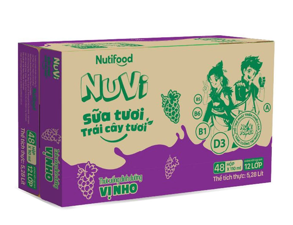 Thùng Nuvi Sữa Tươi Vị Nho 110ML (48 hộp x 110ml)