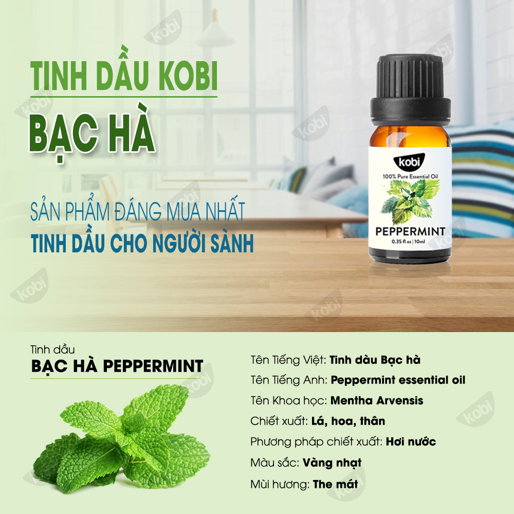 Combo Tinh Dầu Bạc Hà Kobi + Tinh Dầu Bưởi Hồng Kobi Nguyên Chất Giúp Đuổi Muỗi, Xông Phòng, Chăm Sóc Tóc Hiệu Quả
