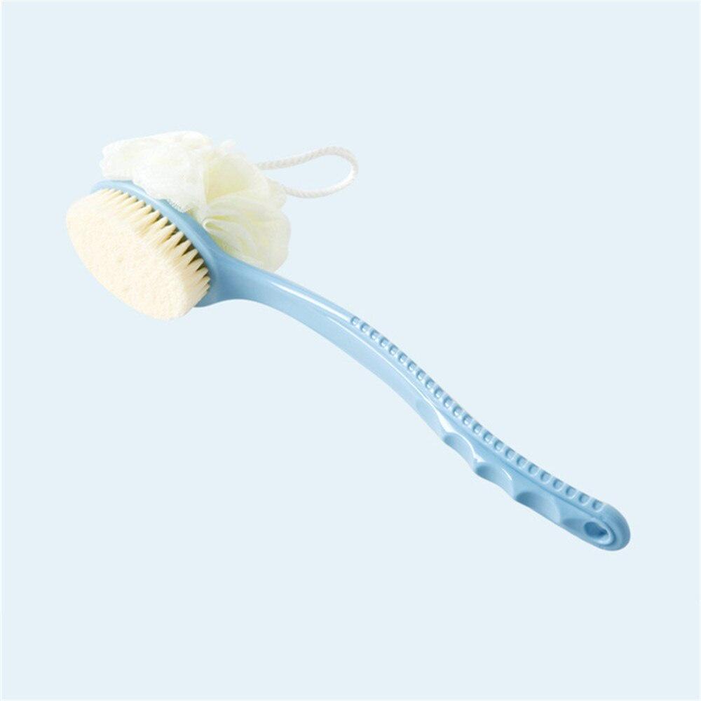 2 in1 Soft Fur Long-handled Nylon Yarn Bath Flower Brush Bath Artifact Bath Ball Adult Bath Brush Rub Back Brush Hair Bath Brush