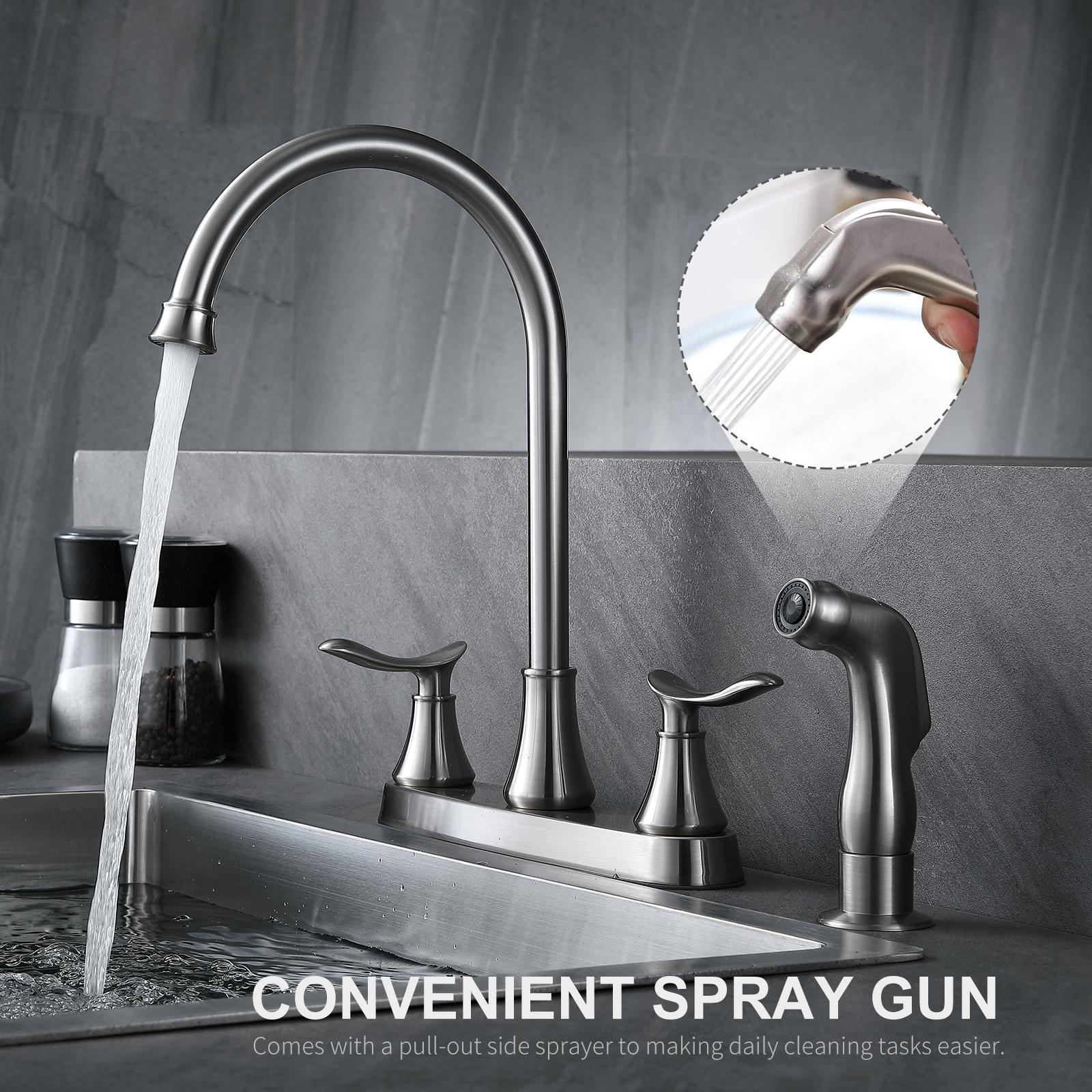 Vòi bếp tay cầm sang trọng có 2 chế độ nóng & lạnh xoay 360 độ với vòi phun cho bồn bếp, bồn rửa mặt
