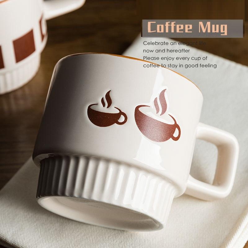 Cốc sứ nâu cao cấp uống trà, cafe 320ml phong cách vintage