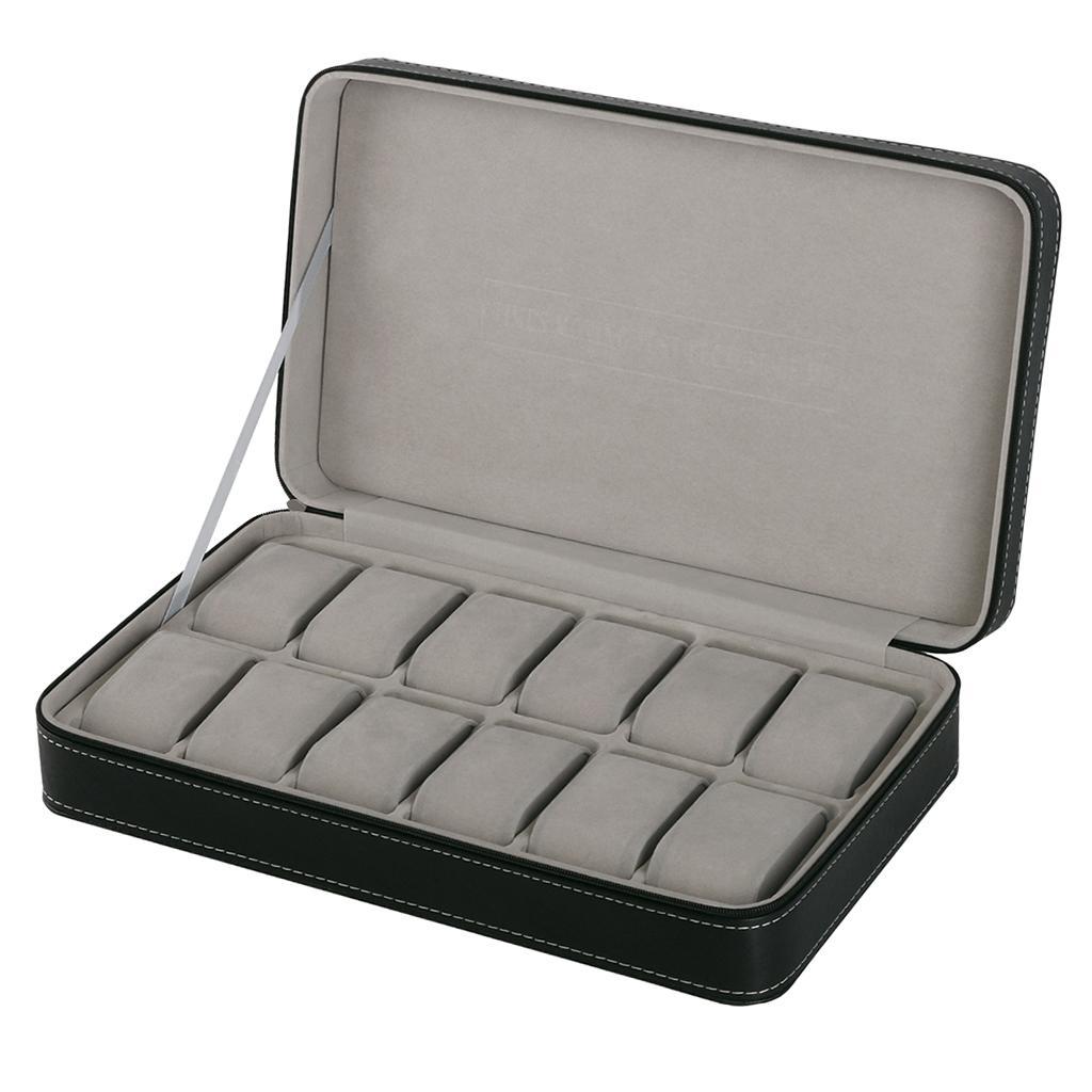 PU Leather Velvet Jewellery Box Tie Clip Brooch Pin Storage Case Holder