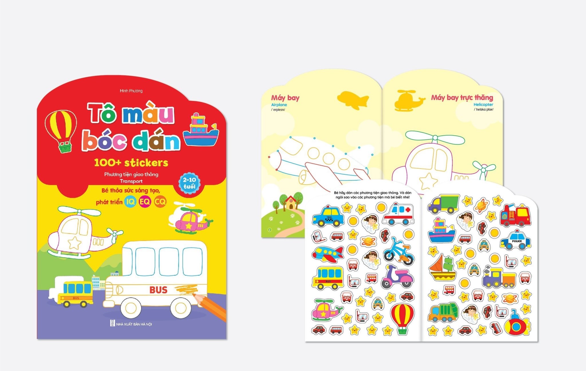 (Bản mới nhất) Bộ 6 cuốn Tô màu bóc dán 100+ stickers (song ngữ Anh – Việt) - Cho bé thỏa sức sáng tạo, phát triển IQ - EQ - CQ