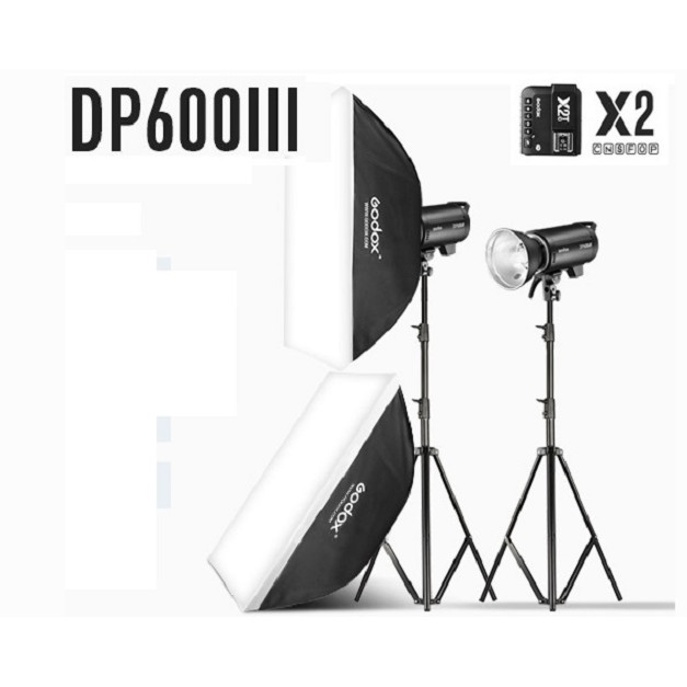 Bộ 2 đèn flash chụp ảnh Godox DP600III Hàng Chính Hãng.