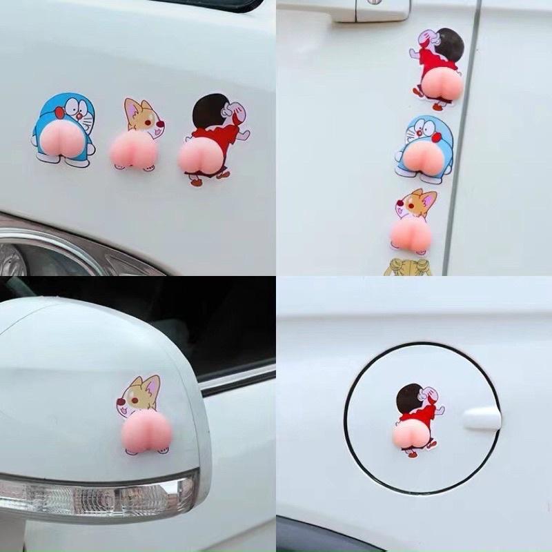 Miếng Dán Mông Mochi Sillicon Sticker Quả Đào Mông Shin Mông Chó Thú Bóp Giảm Stress, siêu hot, dán ốp điện thoại