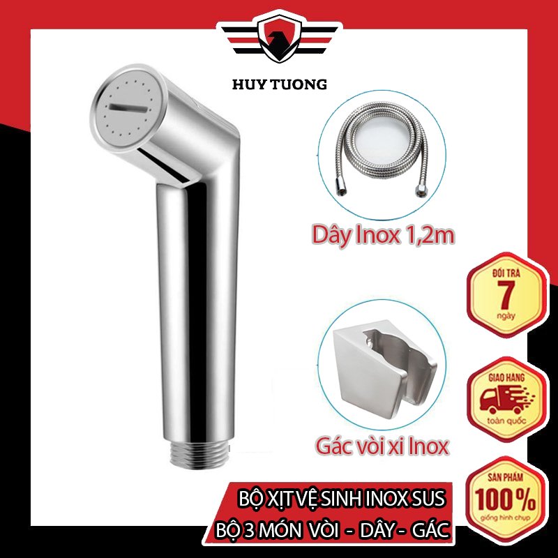 Bộ Vòi Xịt Vệ Sinh Inox SUS Cao Cấp - Vòi Xịt Vệ Sinh Sang Trọng Inox SUS 304 (Bộ 3 món Vòi - Dây - Gác)