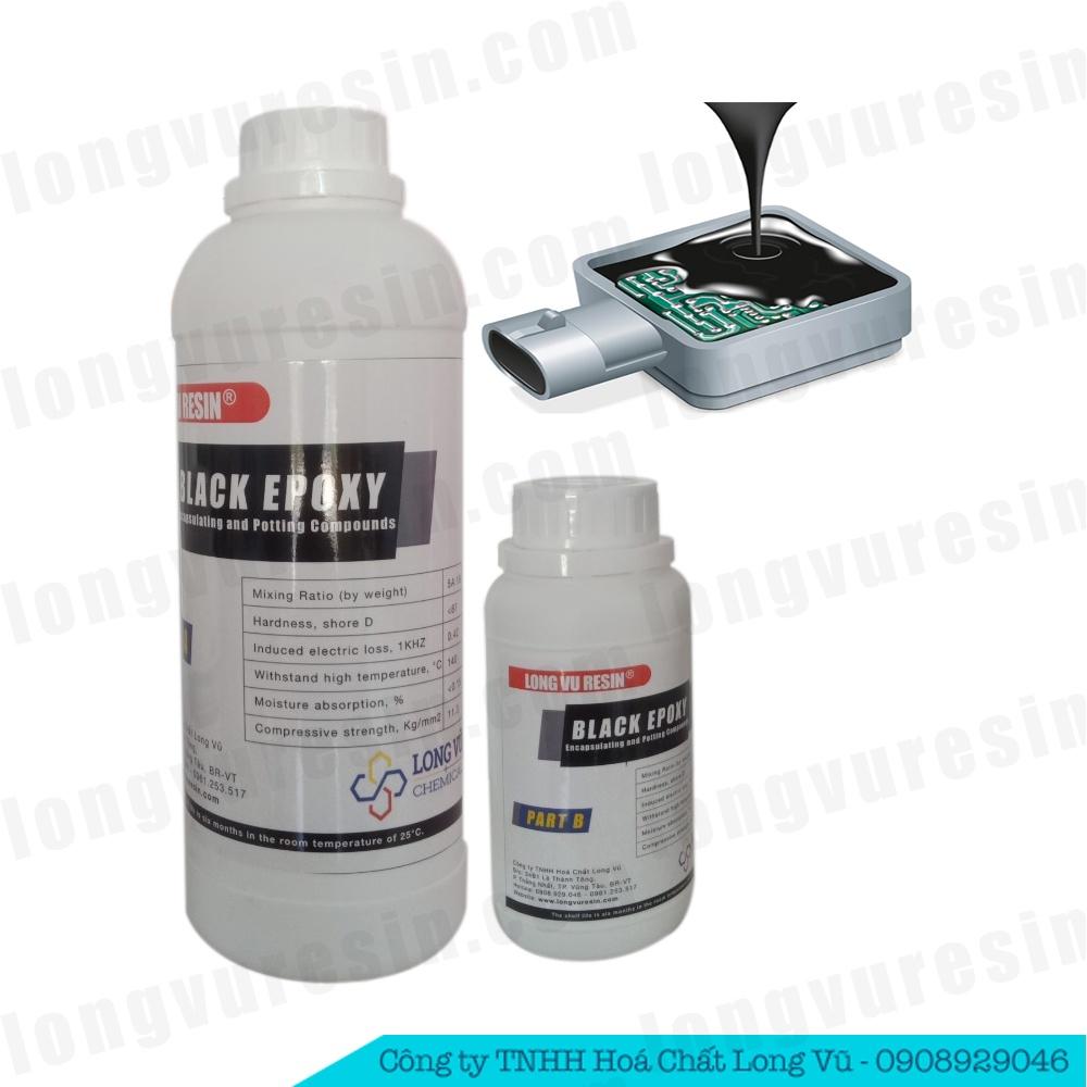 Keo epoxy đổ mạch 1KG - Keo AB đen - Long Vu Resin