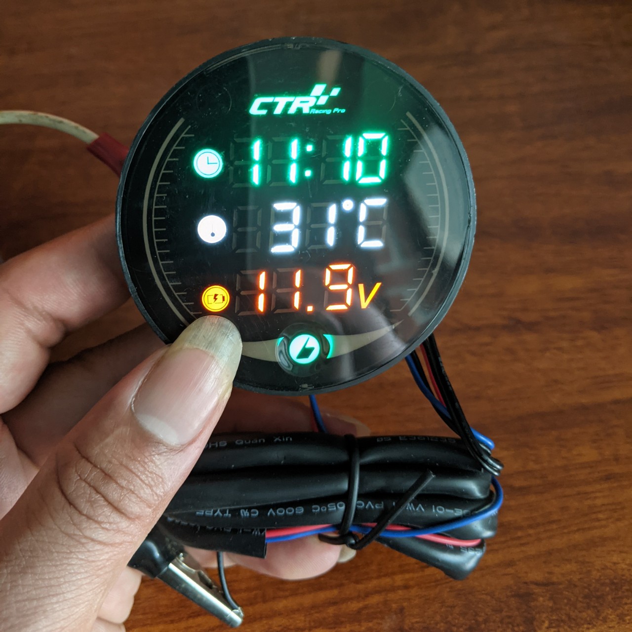 (LOẠI TỐT) Đồng hồ CTR 3in1 gắn xe máy báo giờ , báo vôn ắc quy kèm nhiệt độ mẫu mới chống nước hàng cao cấp, phụ kiện độ xe máy