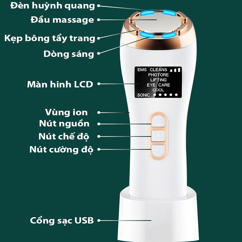 Máy làm sạch da nóng lạnh đa năng - Thiết bị làm sạch da bằng ánh sáng màu RF