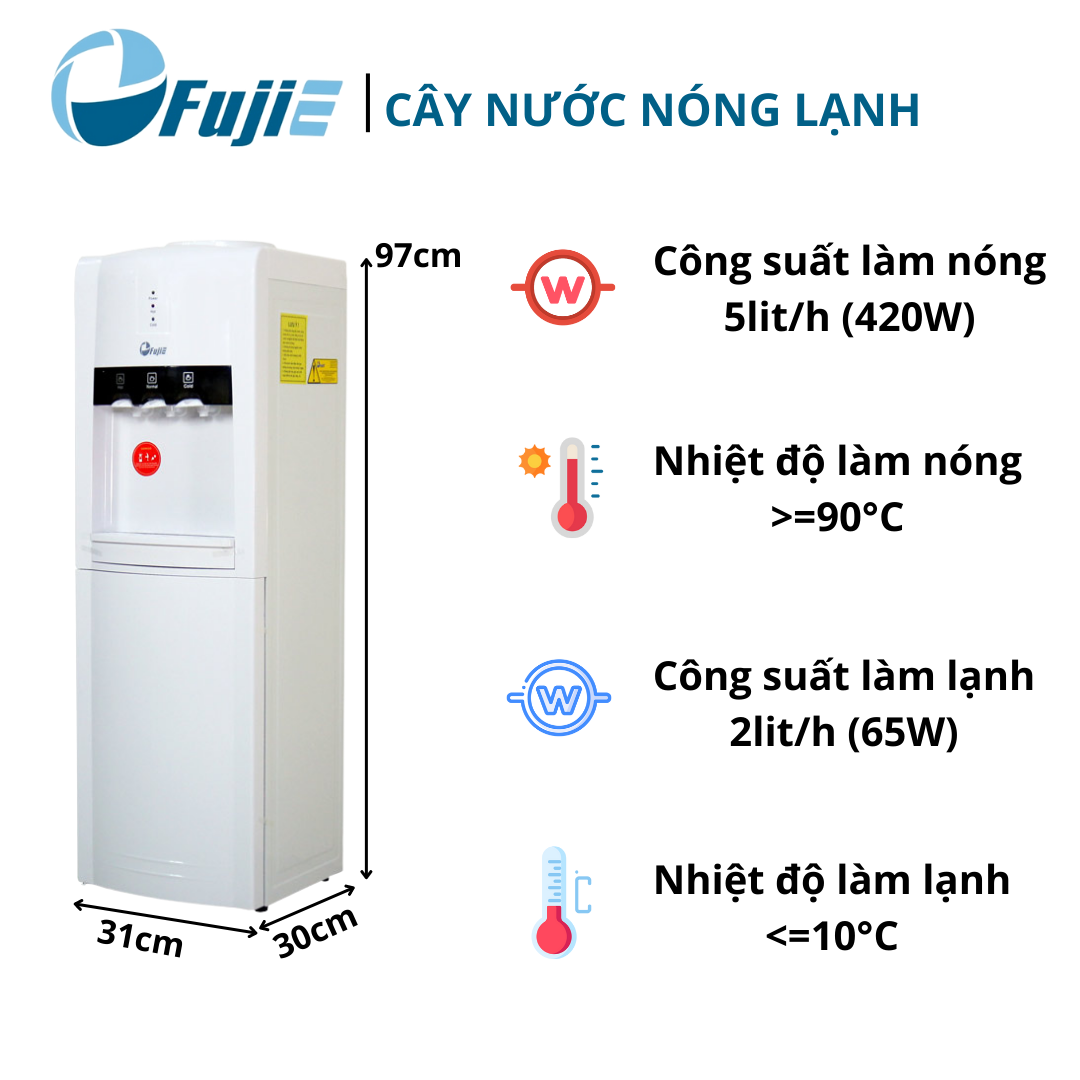 Cây nước nóng lạnh FujiE WD1800C công nghệ làm lạnh block đạt chuẩn quốc tế - Hàng chính hãng